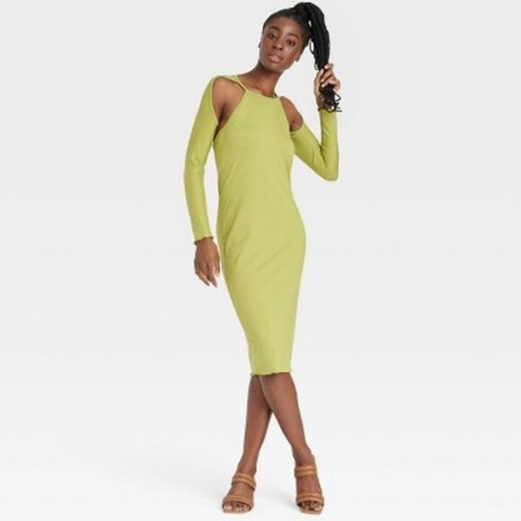 Target Black History Month Sammy B Lime Green Cut Out Long Maxi Dress Size L - Picture 1 of 10